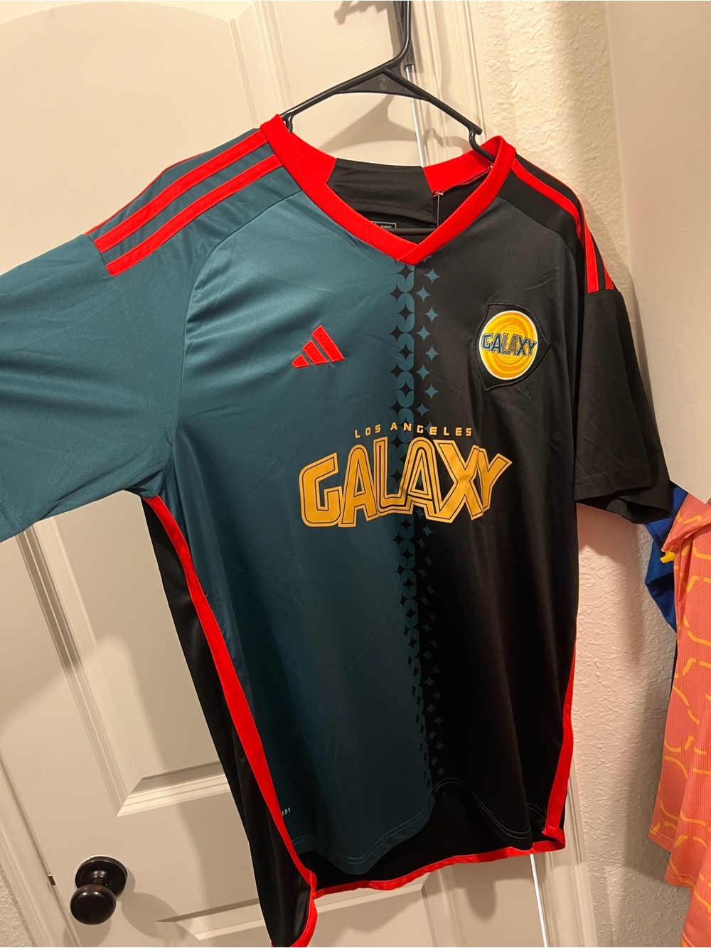 Los Angeles Galaxy Mens Teal & Black Soccer Jersey - Adidas